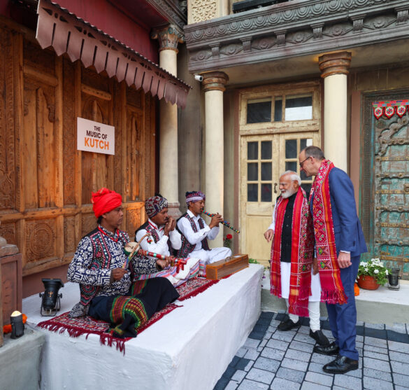 PM and German Chancellor Friedrich Merz, participates in the International Kite Festival at the Sabarmati Riverfront at Ahmedabad, in Gujarat on January 12, 2026.