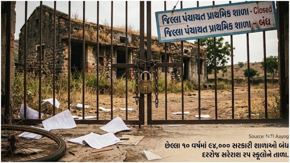 નીતિ આયોગનો ચોંકાવનારો રિપોર્ટ: દેશમાં ૧૦ વર્ષમાં ૯૪,૦૦૦ સરકારી શાળાઓ બંધ, દરરોજ સરેરાશ ૨૫ સ્કૂલોને તાળા