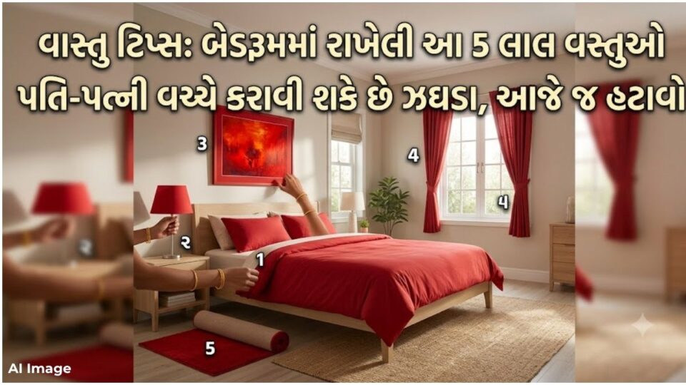 વાસ્તુ ટિપ્સ: બેડરૂમમાં આ 5 લાલ રંગની વસ્તુઓ પતિ-પત્ની વચ્ચે ઝઘડાનું કારણ બની શકે છે