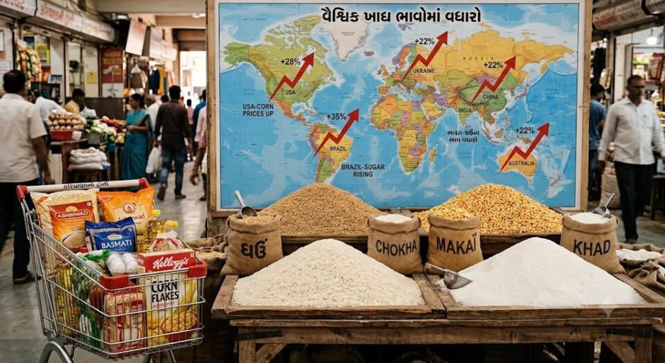 દુનિયાભરમાં અનાજ અને ખાદ્ય ચીજોના ભાવમાં મોટો ઉછાળો આવ્યો છે. FAOના અહેવાલ મુજબ વૈશ્વિક ખાદ્ય ભાવ સૂચકાંક 2022 પછીના ઊંચા સ્તરે પહોંચ્યો છે.